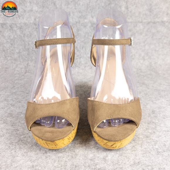 Charles By Charles David Lambert Ankle Strap Wedge Heels Taupe Women's Size 7.5M - Picture 2 of 15